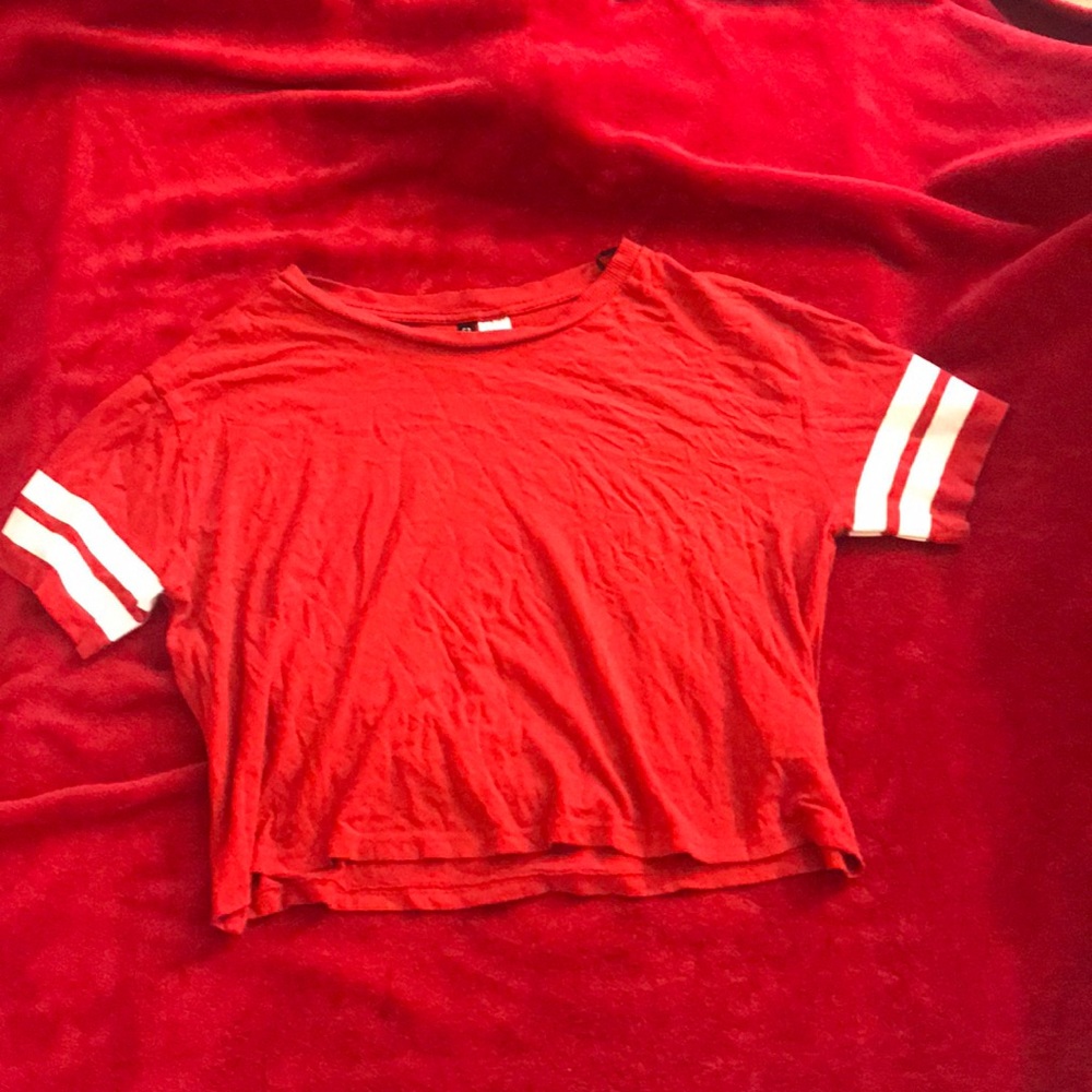 Red Crop Top with Stripes